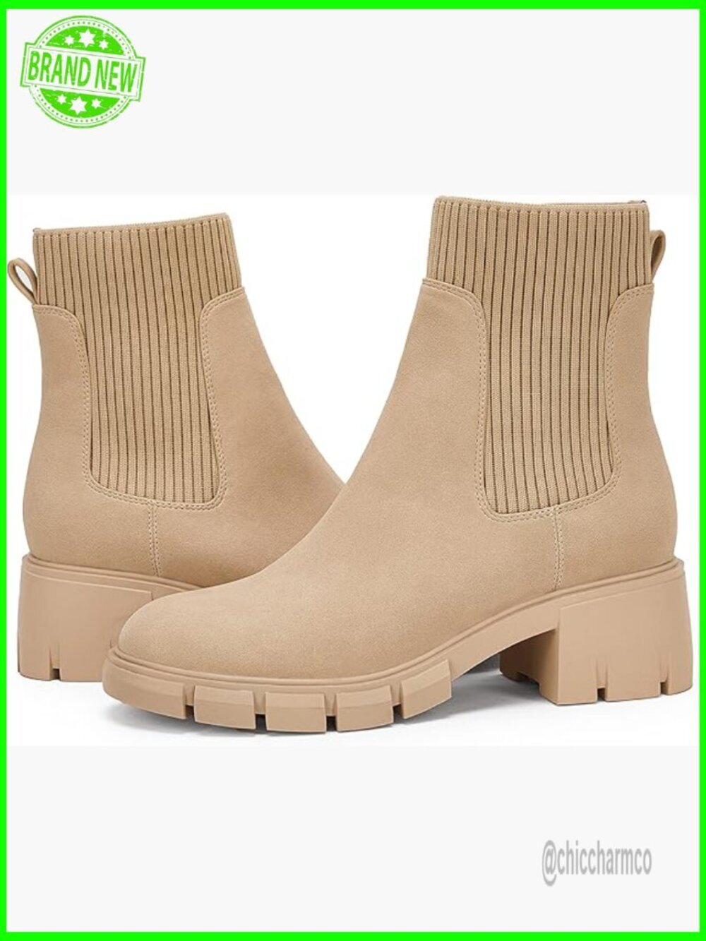 Platform Ankle Boots Chunky Heel Chelsea Booties Lug Sole Combat Shoes